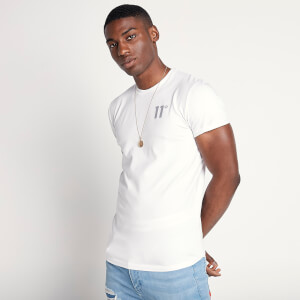 Core Athletische Passform T-Shirt – Weiß / Hellgrau