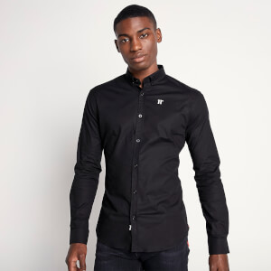 11 Degrees Long Sleeve Contrast Logo Shirt – Black