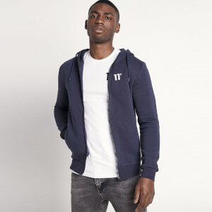 11 Degrees Small Logo Zip-Up Hoodie – Navy