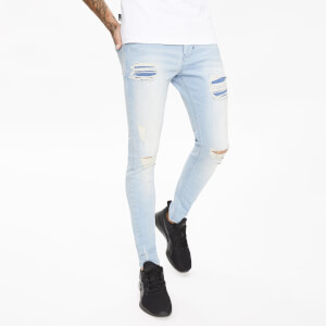 Essential Super-Stretch Distressed Jeans – Enge Passform – Light Wash
