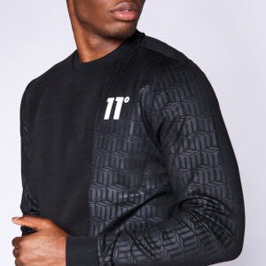 11 Degrees Eclipse Cut And Sew Mixed Fabric Sweatshirt – Black