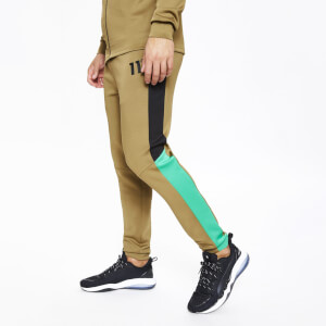Fahrenheit Colour Block Poly Track Pants – Black / Green / Bright Green