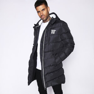 11 Degrees Long Line Chevron Puffer – Black