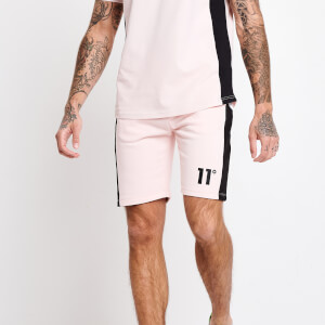 11 Degrees Cut And Sew Panelled Sweat Shorts – Peach Blush / White / Black