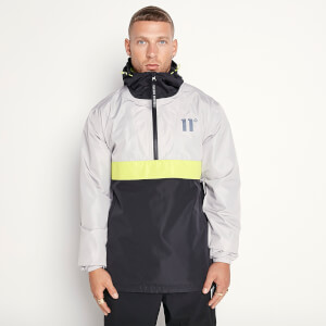 11 Degrees Colour Block Hurricane Jacket – Silver / Black / Limeade