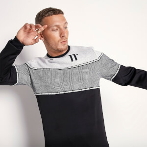 Cut And Sew Triple Panel Sweatshirt – Black/White/Grey Mar