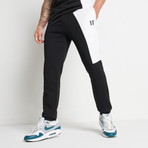 Mixed Fabric Cut and Sew Joggers Regular Fit – Black / White
