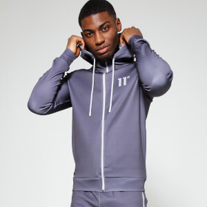 Men's Contrast Trim Poly Track Top With Hood – Charcoal/Vapour Grey