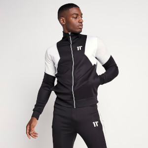 11 Degrees Cut And Sew Contrast Track Top – Black / White / Grey Marl