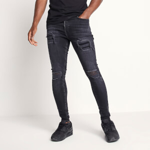 Sustainable Distressed Jeans Skinny-Fit – Washed Schwarz