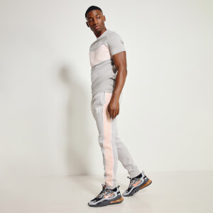 11 Degrees Colour Block Piped Joggers Regular Fit – Vapour Grey / Peach Blush / White