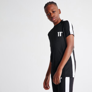 11 Degrees Junior Cut And Sew Panel T-Shirt – Black / White