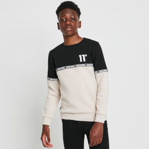 11 Degrees Junior Cut & Sew Micro Tape Sweatshirt – Stone / Black