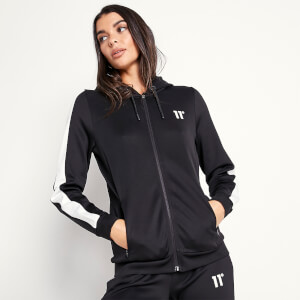 Women's Panel Poly Track Top With Hood – Black