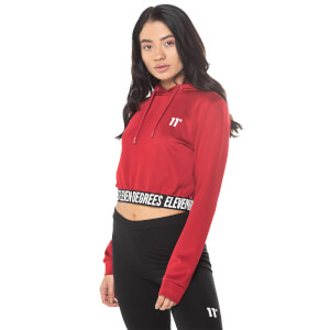 Womens Cropped Taped Pullover Hoodie – Ski Patrol Red