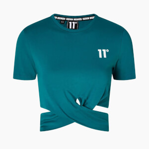 11 Degrees Womens Short Sleeve Elastic Cropped T-Shirt – Spruce Green