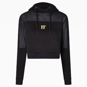 11 Degrees Womens Opal Cropped Mesh Insert Hoodie – Black
