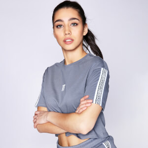 Womens Signature Cropped Tape T-Shirt – Shadow Grey