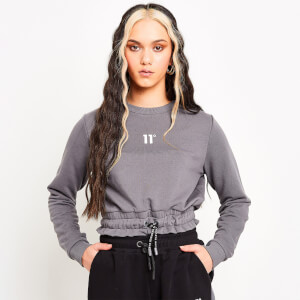 Paperbag-Waist Cropped-Passform Sweatshirt – Shadow Grau