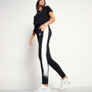 Pantalón con Trazo de Pintura - Negro / Blanco