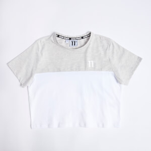 11 Degrees Womens Cut And Sew Cropped T-Shirt – Grey Marl / White