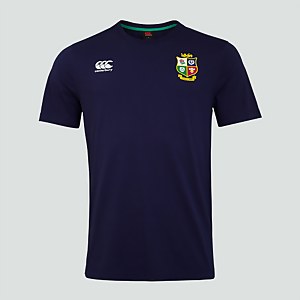 MENS BRITISH & IRISH LIONS COTTON JERSEY TEE BLUE - XS