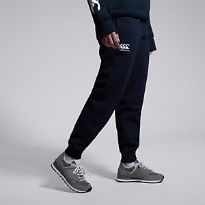 Womens Tapered Cuffed Fleece Pants Navy