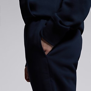 Womens Tapered Cuffed Fleece Pants Navy