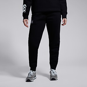 Womens Tapered Cuffed Fleece Pants Black