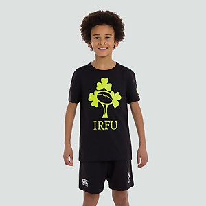 JUNIOR UNISEX IRELAND IRFU LOGO TEE BLACK - AGE 6