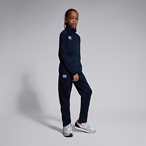 Junior Unisex Stretch Tapered Poly Knit Pants Navy