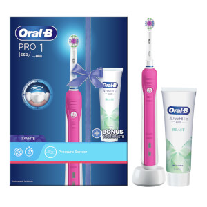 Oral-B Pro 1 650 Electric Toothbrush and Toothpaste - Pink