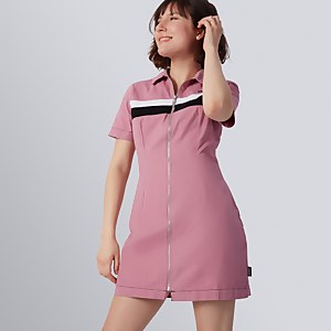 Women's Short Sleeve Stripe Dress Pink - XS