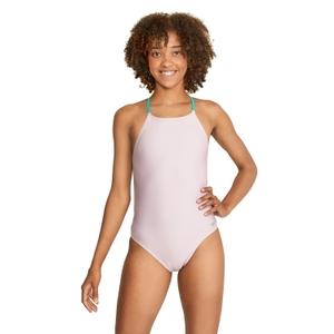 Women's Solid Tie Back One Piece Pink - 20