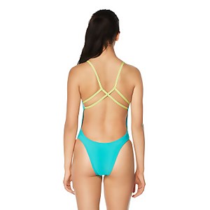 Women's Solid Strappy Fixed One Piece Green
