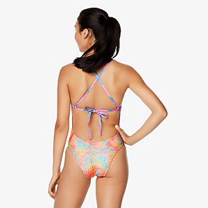 Women's Printed Splice One Piece Red