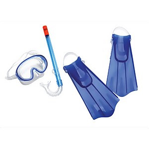 Kids Aqua Quest Mask, Snorkel & Fin Set Green - L-XL