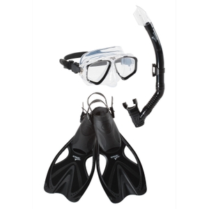 Adult Adventure Mask/Snorkel/Fin Set - Black | Size LXL