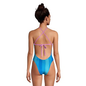 Women's Printed Tie Back One Piece Blue