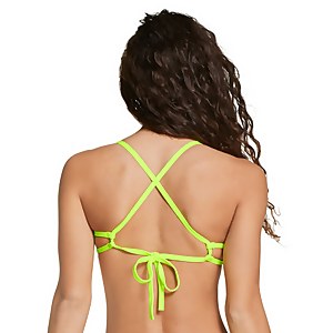 Solid Peek-A-Boo Bikini Tie Back Top