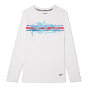 Long Sleeve Graphic Swim Shirt - White | Size L