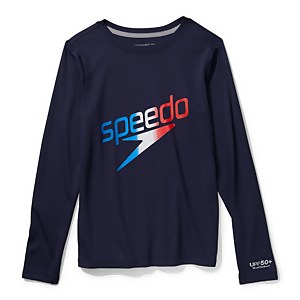 Long Sleeve Graphic Swim Tee - Navy | Size L