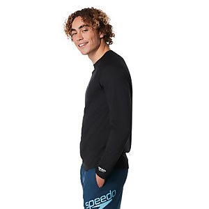 Men's Easy Solid Long Sleeve Swim Rashguard Black