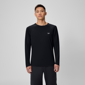 Men's Easy Solid Long Sleeve Swim Rashguard Black
