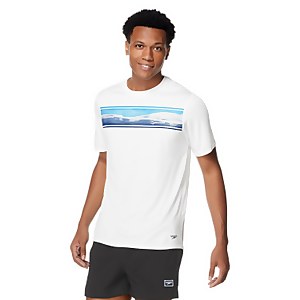 Graphic Short Sleeve Swim Rashguard - White | Size L