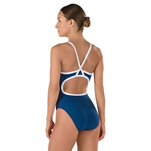 Monopièce d’entraînement Flyback couleur unie Speedo Endurance+ pour femmes, bleu marine