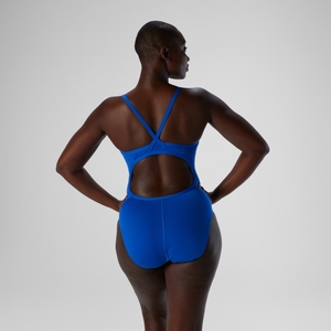 Maillot d’entraînement une pièce couleur unie Flyback Endurance+ pour femmes, bleu