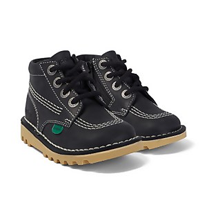 Junior Unisex Kick Hi Zip Leather Black/White