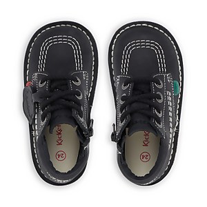 Junior Unisex Kick Hi Zip Leather Black/White