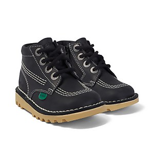 Infant Unisex Kick Hi Zip Leather Black/White